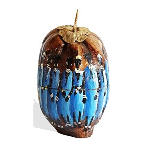 house of avana beautiful hand-painted natural coconut wood icebox in blue