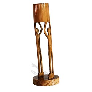 house of avana figurine hand sculpture bamboo wood candle holder in brown
