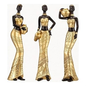House of Avana Gold Glass 3pcs Vintage African Sculptures Elegant Decor