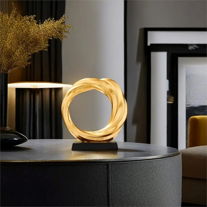House of Avana Gold Resin Circle Sculpture Elegant Home Decor