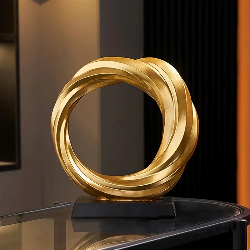 House of Avana Gold Resin Circle Sculpture Elegant Home Decor