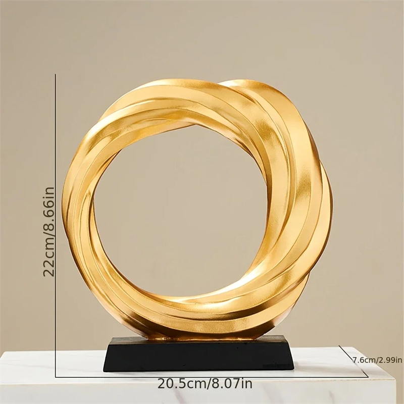 House of Avana Gold Resin Circle Sculpture Elegant Home Decor