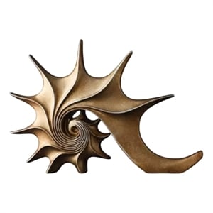 House of Avana  Gold Resin Hand-Carved Conch Shell Sculpture Elegant Decor