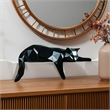 House of Avana Black Resin Geometric Lying Cat Statue