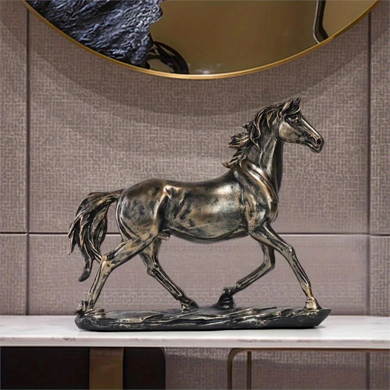House of Avana Handcrafted Resin Running Horse Statue in Copper