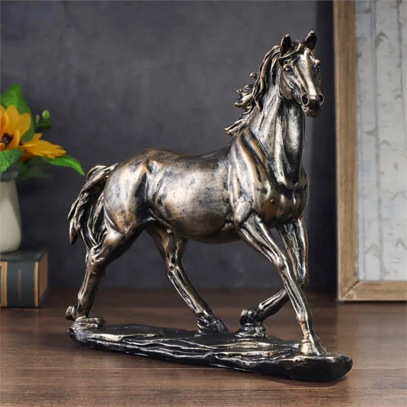 House of Avana Handcrafted Resin Running Horse Statue in Copper
