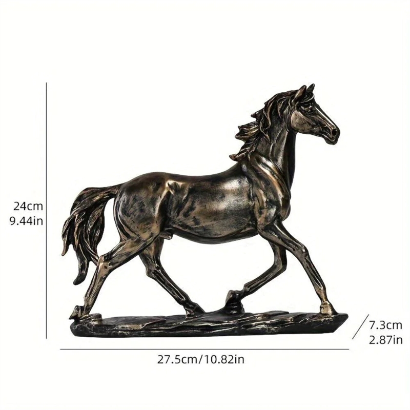 House of Avana Handcrafted Resin Running Horse Statue in Copper