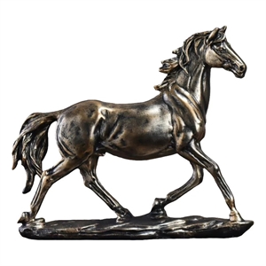 House of Avana Handcrafted Resin Running Horse Statue in Copper