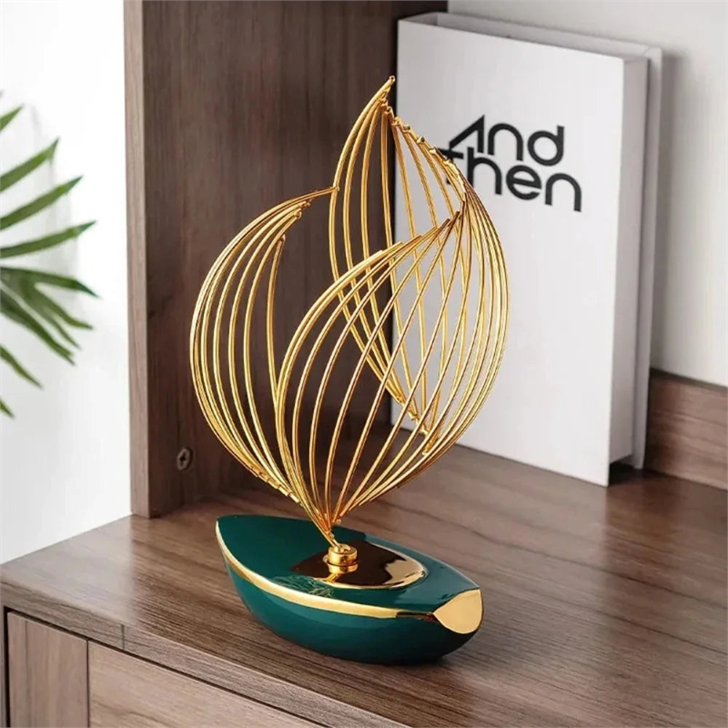 House of Avana Gold Resin Geometric Metal Sculpture Tabletop Decor