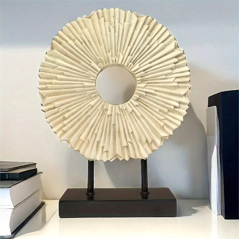 Elegant Resin Sunflower Figurine for Home Office Decoration in White