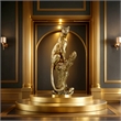 House of Avana Gold Resin Leopard Figurine on Tree Stump Elegant Home Decor