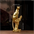 House of Avana Gold Resin Leopard Figurine on Tree Stump Elegant Home Decor