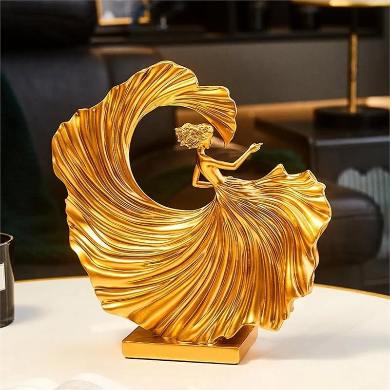 House of Avana Gold Resin Ballet Dancer Elegant Modern Home Decor Statue