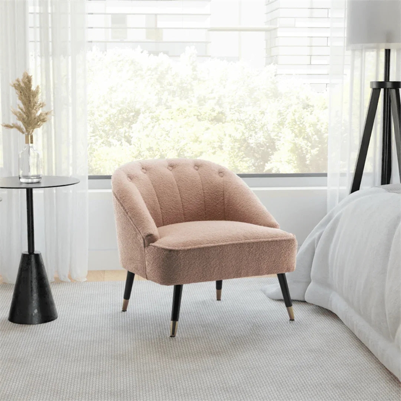 House of Avana Teddy Boucle Light Brown Accent Chair for Home