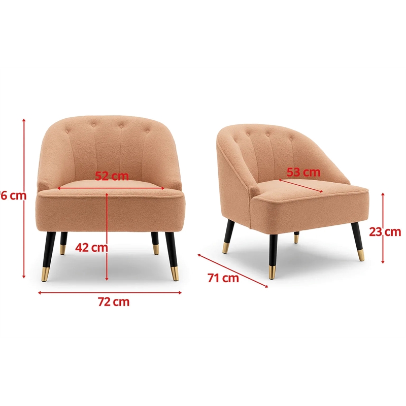 House of Avana Teddy Boucle Light Brown Accent Chair for Home