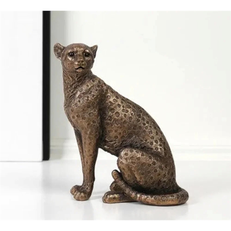 House of Avana Vintage Bronze Resin Cheetah Figurine for Home Decor