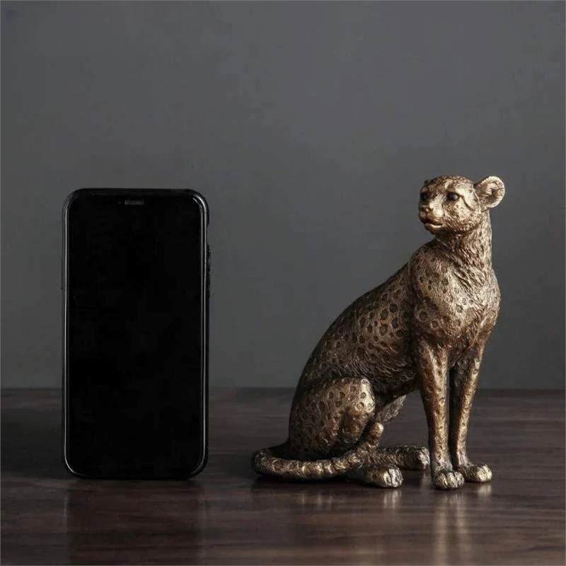 House of Avana Vintage Bronze Resin Cheetah Figurine for Home Decor