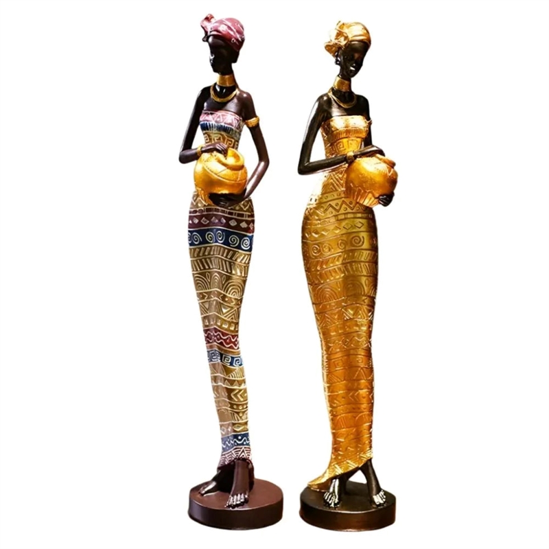 House of Avana African Black and White Resin Tribal Female Handcrafted Figurines