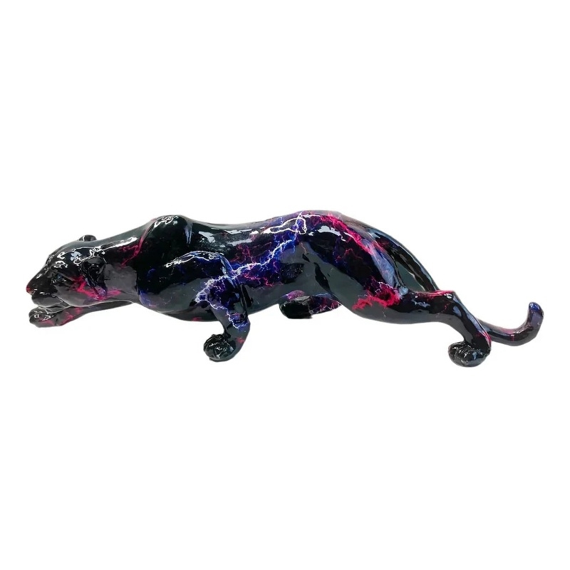 House of Avana Decorative Black Resin Cheetah Figurine with Lightning Pattern