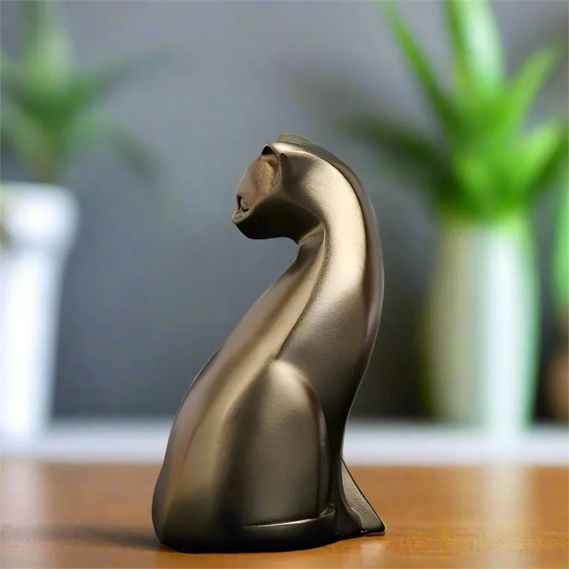 House of Avana Elegant Handcrafted Bronze Resin Cat Figurine for Home Decor