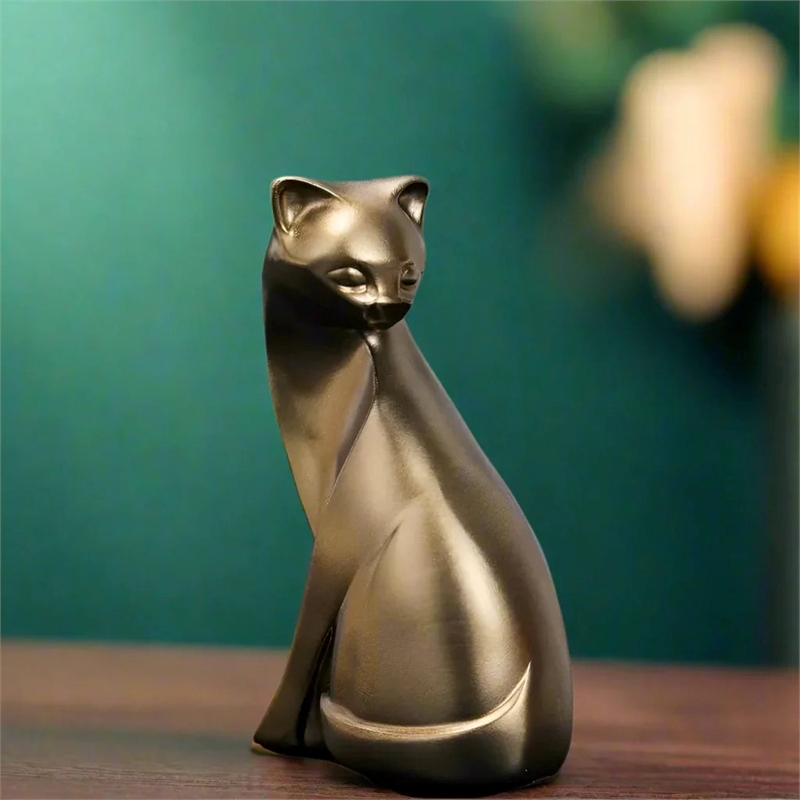 House of Avana Elegant Handcrafted Bronze Resin Cat Figurine for Home Decor