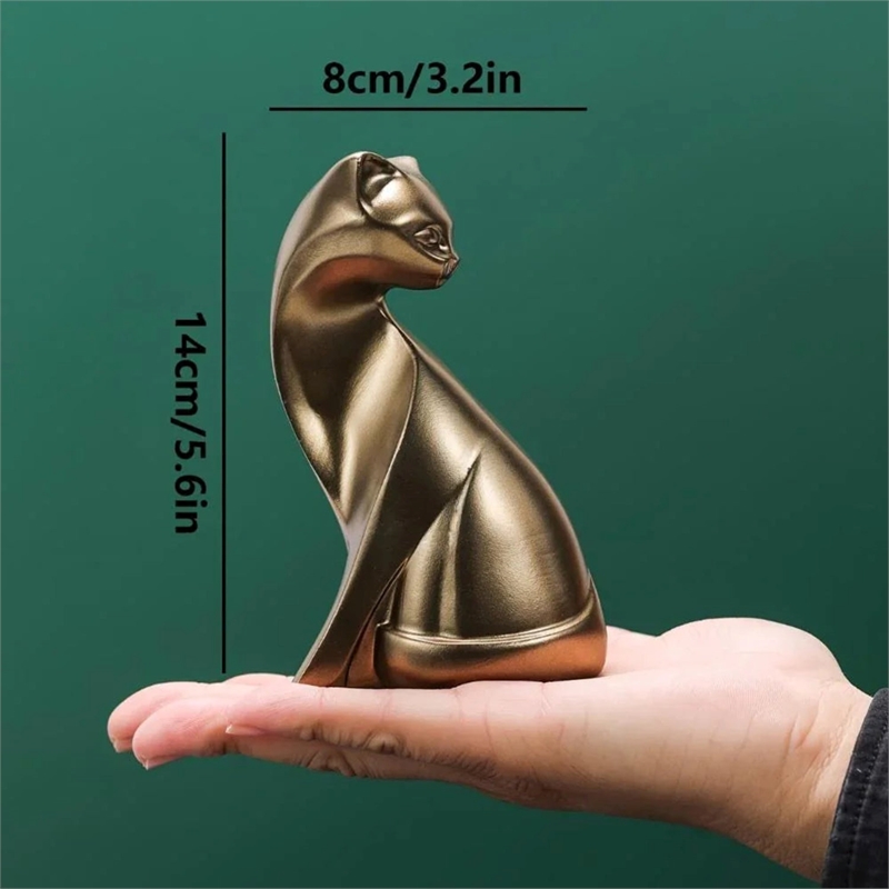 House of Avana Elegant Handcrafted Bronze Resin Cat Figurine for Home Decor