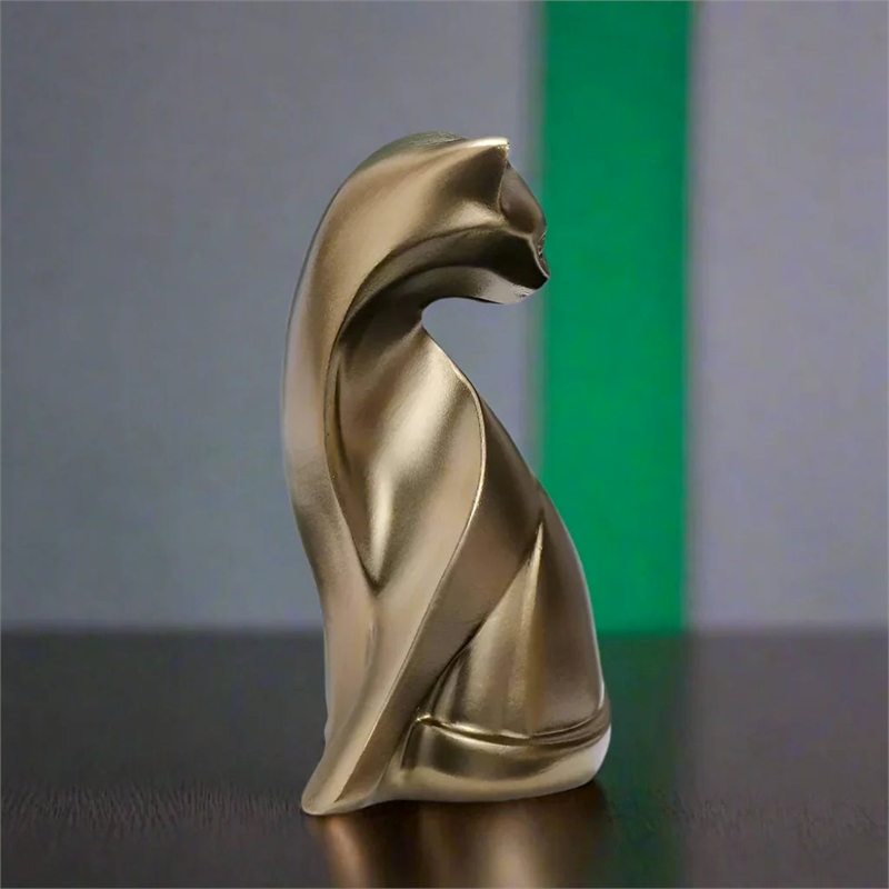 House of Avana Elegant Handcrafted Bronze Resin Cat Figurine for Home Decor