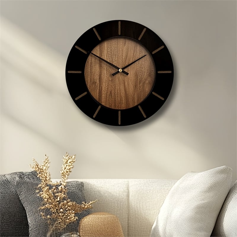 House of Avana Vintage Wooden Brown Silent Wall Clock