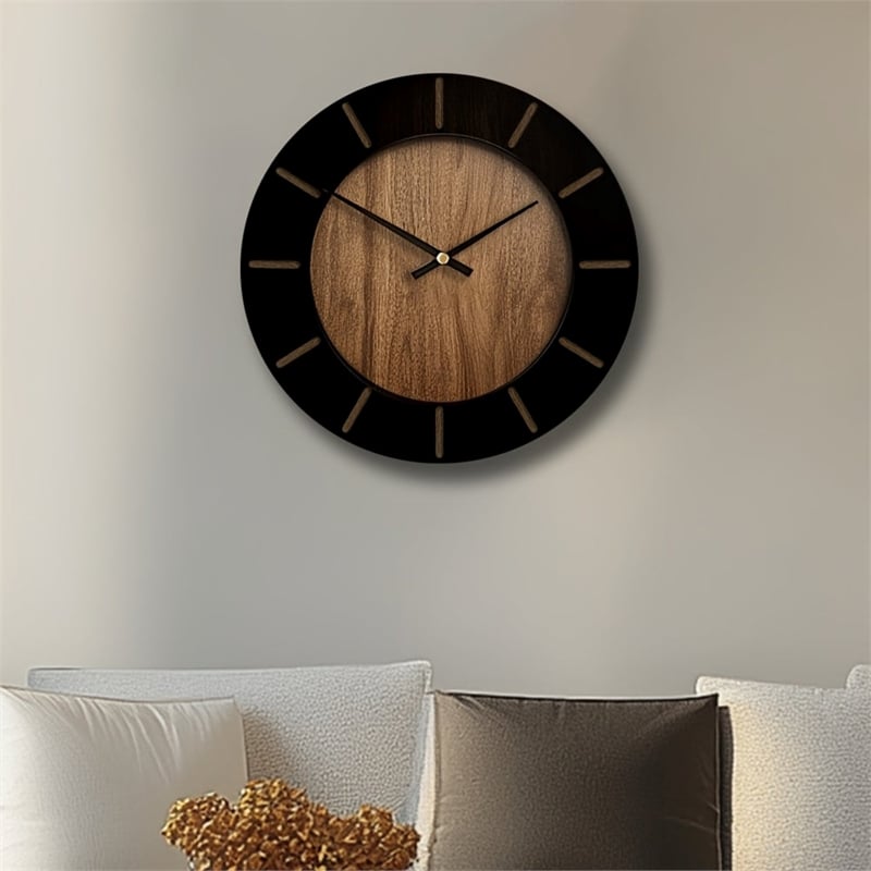 House of Avana Vintage Wooden Brown Silent Wall Clock