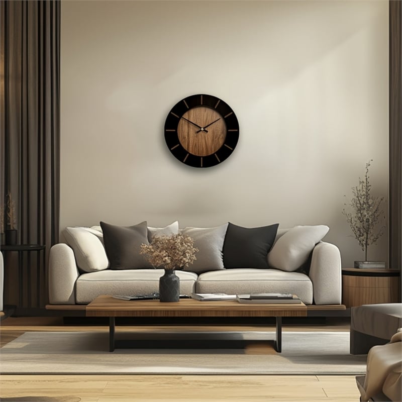 House of Avana Vintage Wooden Brown Silent Wall Clock