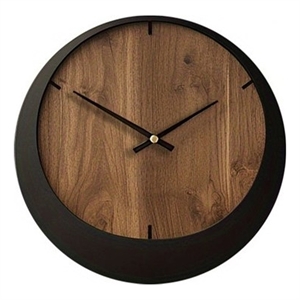 House of Avana Silent Wooden Brown and Black Wall Clock