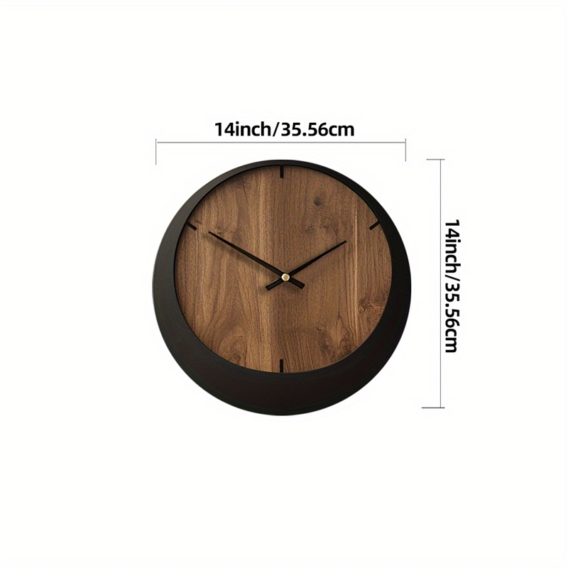 House of Avana Silent Wooden Brown and Black Wall Clock