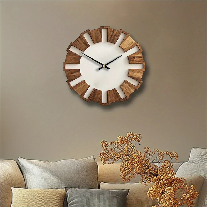 House of Avan Artistic Wooden Brown Round Wall Clock