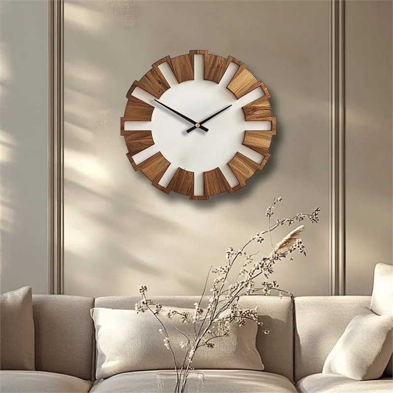 House of Avan Artistic Wooden Brown Round Wall Clock