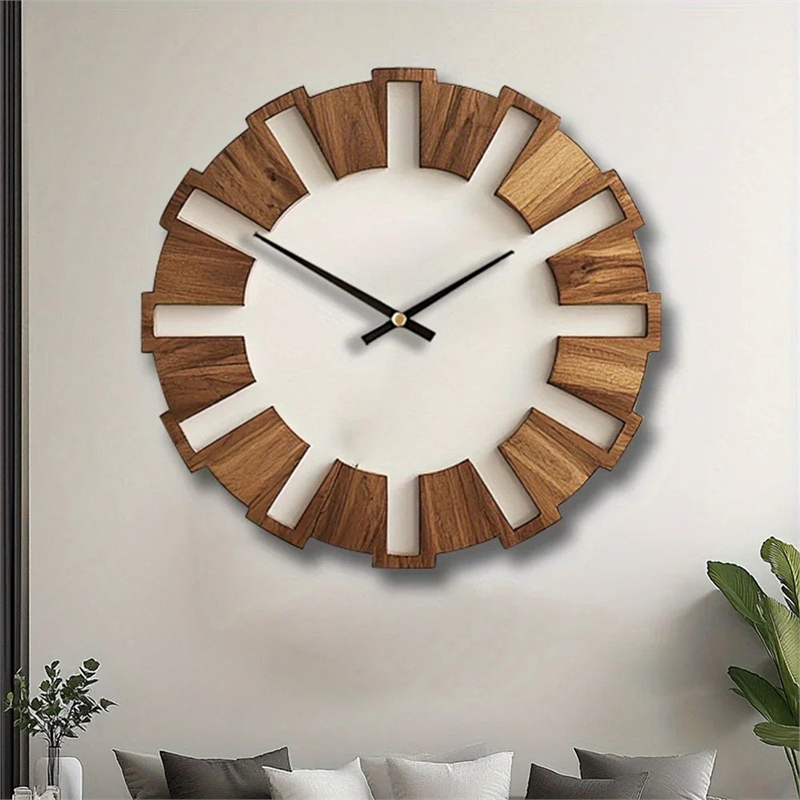 House of Avan Artistic Wooden Brown Round Wall Clock