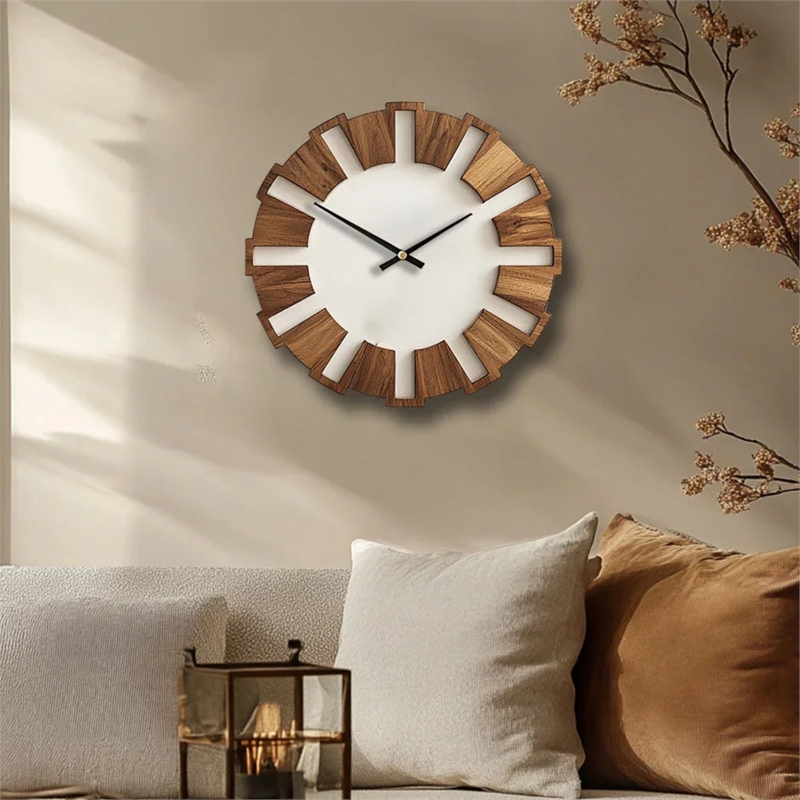 House of Avan Artistic Wooden Brown Round Wall Clock