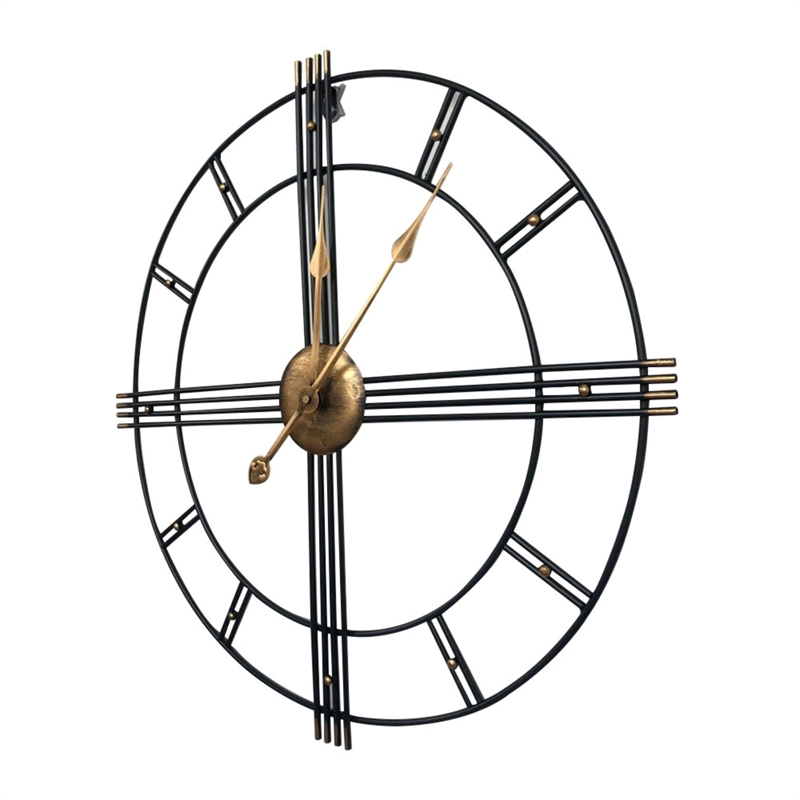 House of Avana Extra Large Metal Black Skeleton Roman Wall Clock