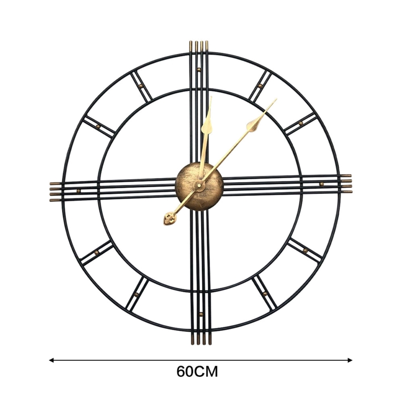 House of Avana Extra Large Metal Black Skeleton Roman Wall Clock