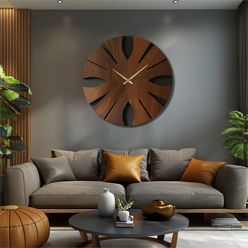 House of Avana Artistic Wooden Brown Wall Clock