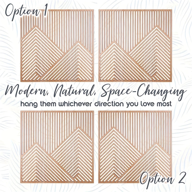 House of Avana 2 pieces Mountain Wood Brown Wall Art Decor