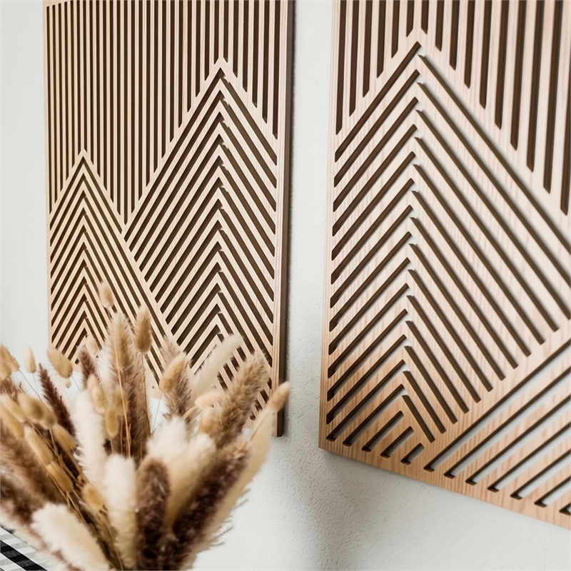 House of Avana 2 pieces Mountain Wood Brown Wall Art Decor