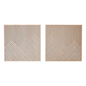 House of Avana 2 pieces Mountain Wood Brown Wall Art Decor