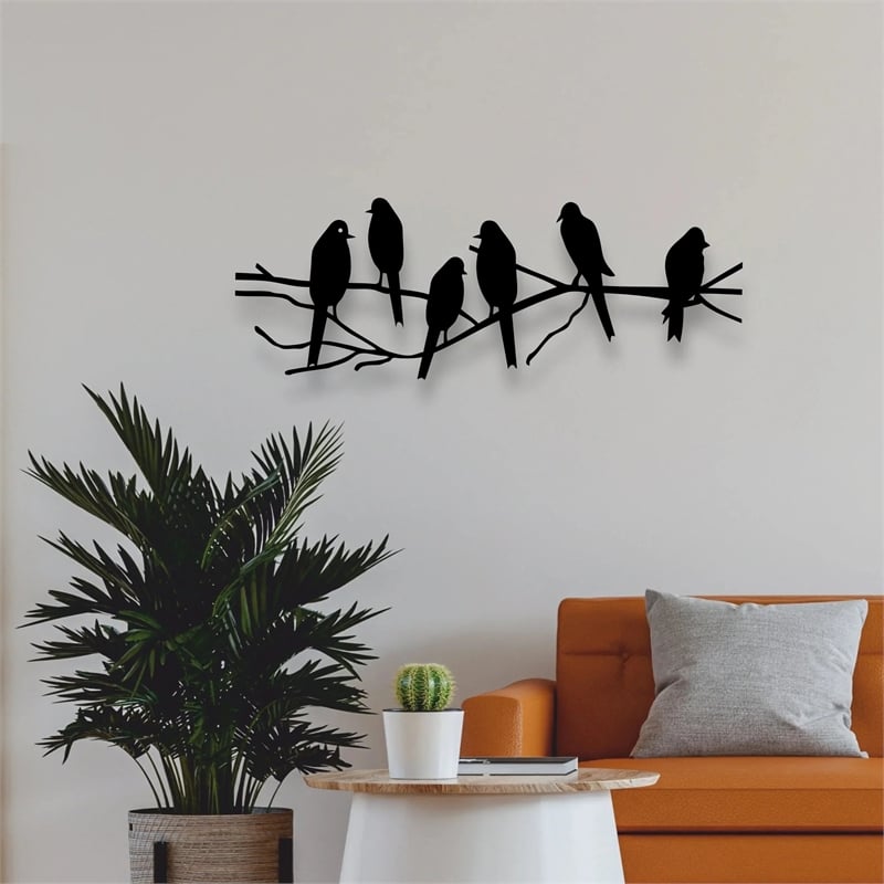 House of Avana Handcrafted Metal Black Birds on Tree Branch