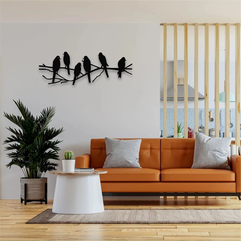 House of Avana Handcrafted Metal Black Birds on Tree Branch