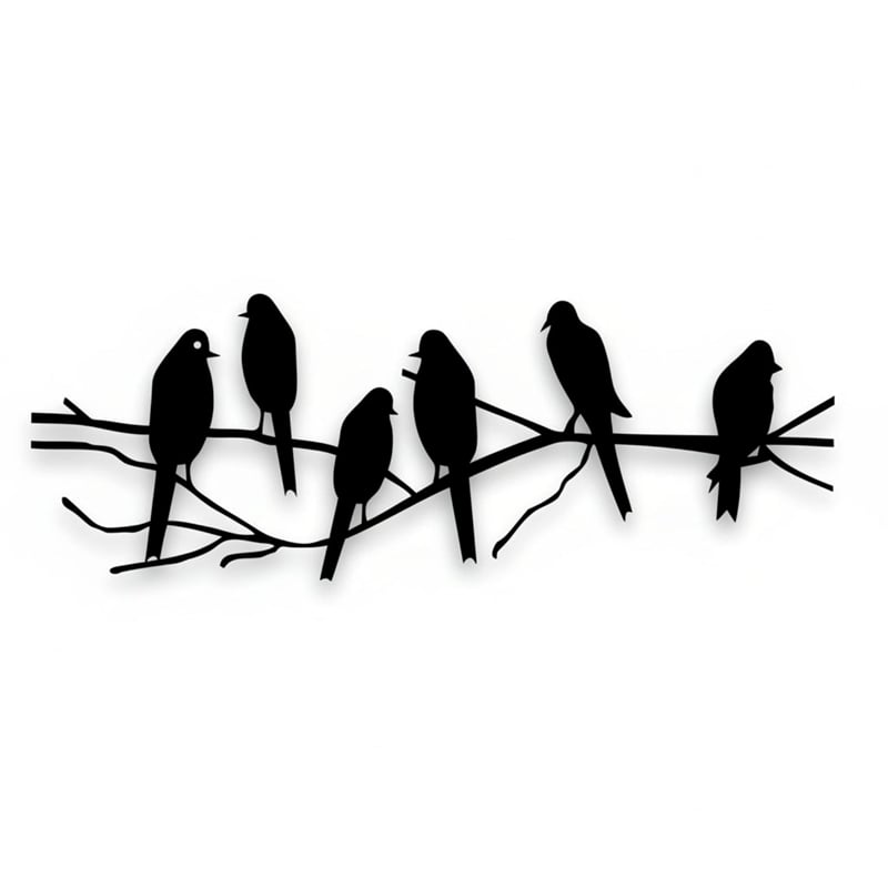 House of Avana Handcrafted Metal Black Birds on Tree Branch