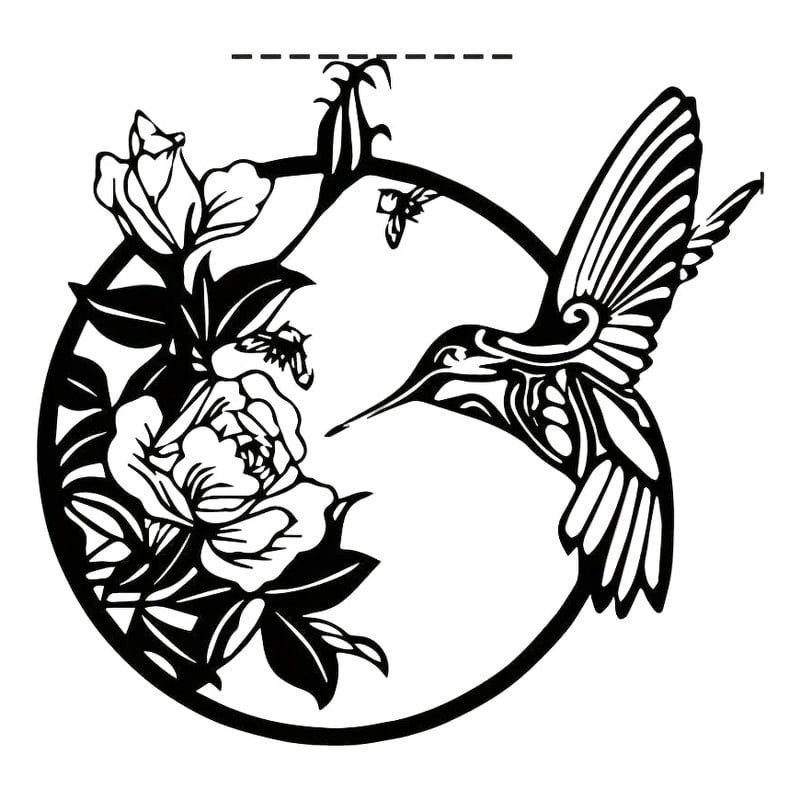 House of Avana Circular Black Metal Hummingbird Wall Art Decor