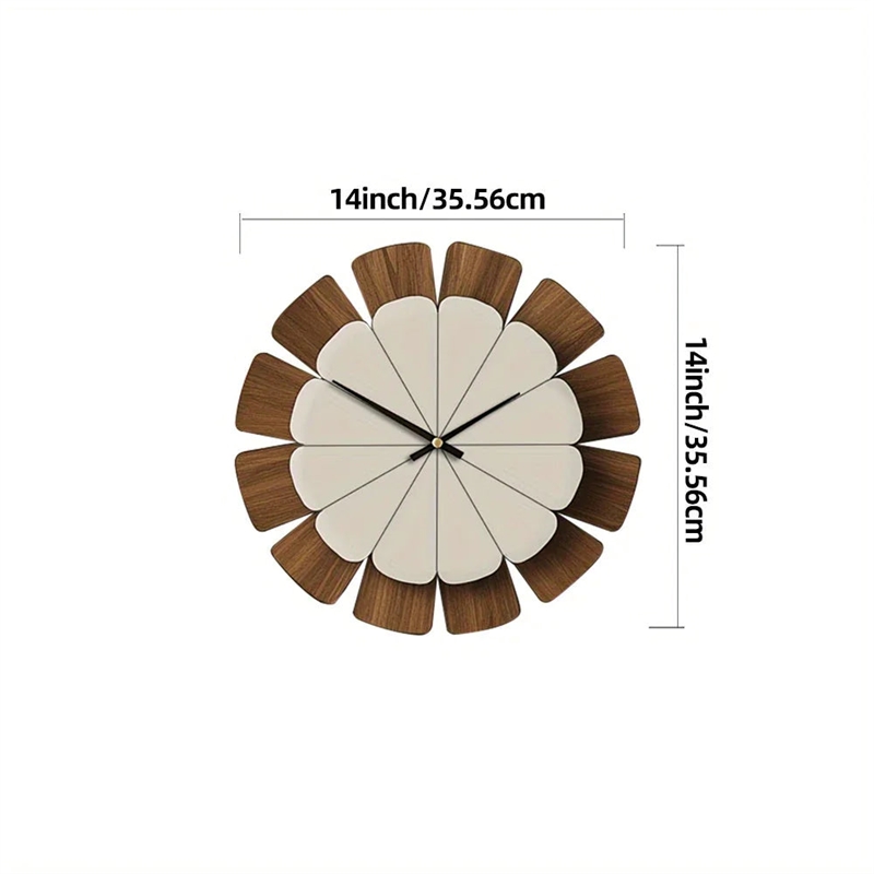 House of Avana Vintage Wooden Brown and White Round Wall Clock