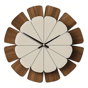 House of Avana Vintage Wooden Brown and White Round Wall Clock