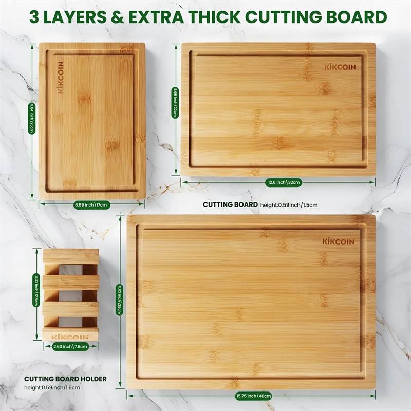 House of Avana Gourmet Celebration Brown Bamboo Cutting Board Set