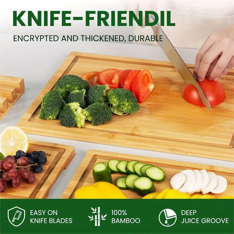 House of Avana Gourmet Celebration Brown Bamboo Cutting Board Set